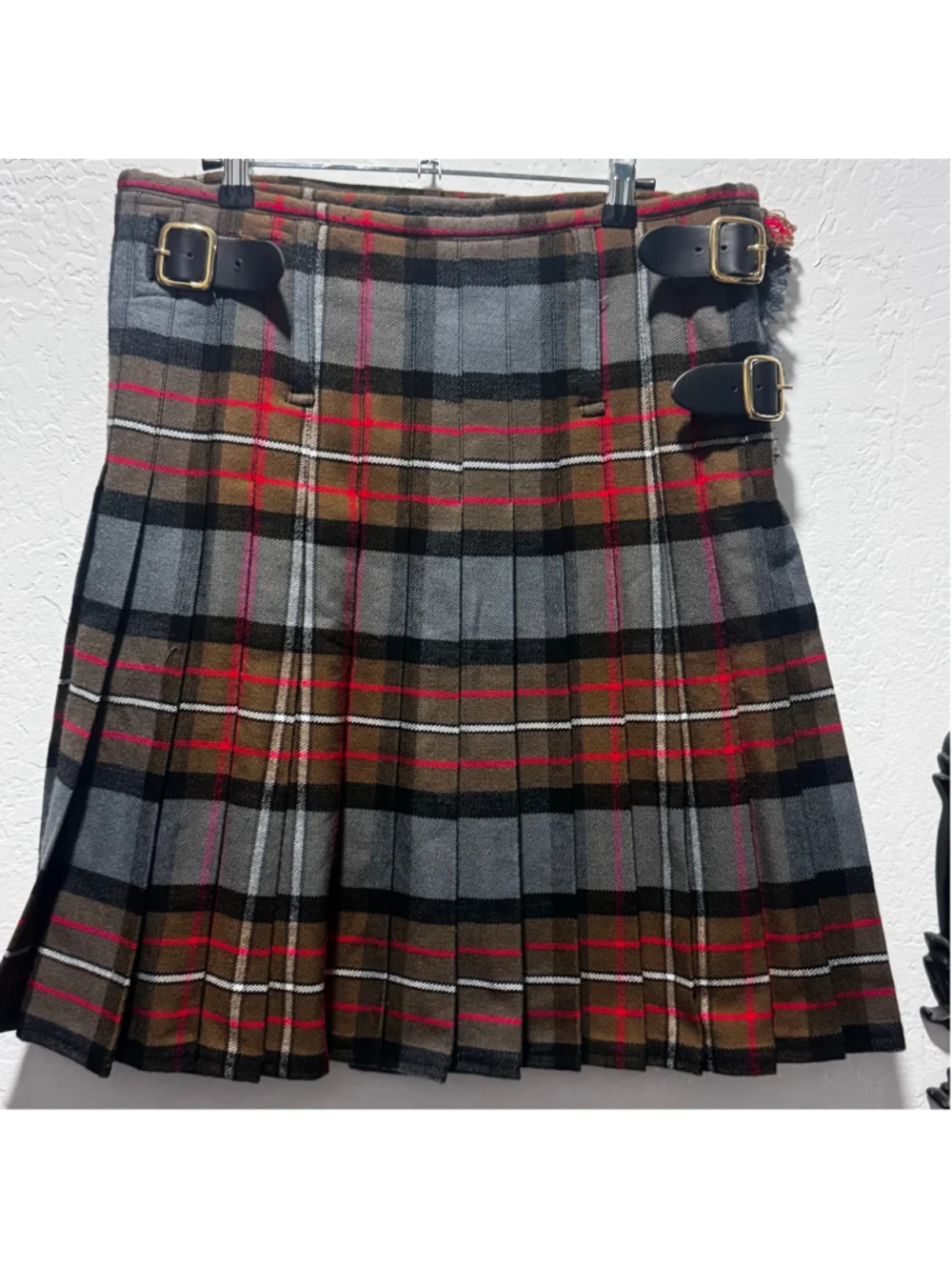 Scottish Kilt Men's 32 Brown Grey Plaid Tartan